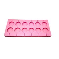 12-Capacity Chocolate Hard Candy Silicone Lollipop Molds with 12 count Lollypop Sucker Sticks for Halloween Christmas Parties - rožinė