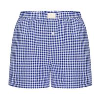IHUASU Summer Ladies Casual Comfort High Waisted Baggy Wide Leg Vintage Plaid Shorts S karališkos mėlynos spalvos