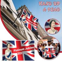 Platina-m Jubile-e Flag,GB Unio-n Jack 70 Years Jubile-e Decorations 2022, vėliava su He-r Majest-y The 2022 One Size