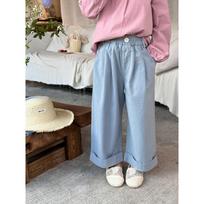 Children's Casual Wide-leg Pants, Girls, Korean Style, Loose Crimped Straight-leg Pants, Spring and Autumn Long Pants 160 mėlyna