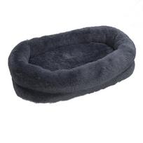 Human Dog Bed Round Shaped Soft Cozy Non Slip Giant Dog Adults Napping Bed for Winter Use Dark Grey 185 X 120 X 30cm