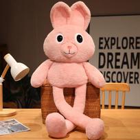 Stretching Rabbit Doll Pulling Ears on Sunny Day, Stretching Legs Plush Toy Birthday Gift for Women 100cm