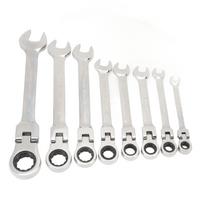 Flex Head Ratcheting Combination Wrench Set Chrome Vanadium Steel Quick Opening Multifunction 8 pieces