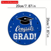 2D flat 20*20cm 1pc GRAD&Bachelor's Cap print Graduation party decoration, Terrific Round wooden pendant Gift for friends during graduation season, 20*20cm