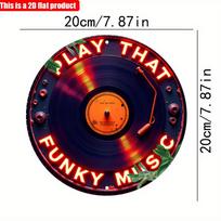 2D flat 20*20cm 1pc retro Vinyl Record neon logo Hanging wall decoration, fashionable music Theme Colorful Wooden artwork, suitable for home, garage, 20*20cm red