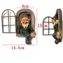 Derva Nykštukas Su Balta Barzda Figūrėlė Sodo Dekoracijai Scenos Kūrimo Rekvizitas Dekoratyvinis Papuošalas Window dwarf W24