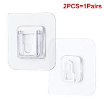 1-10Pairs Double-Sided Adhesive Wall Hooks Transparent Suction Cup Sucker Hooks Bedroom Kitchen Multi-Purpose Organizer Holders 1 pair