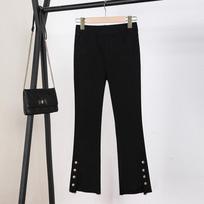New Autumn and Winter Elastic Waist Irregular Micro-flare Trousers Slim Leggings High-waist Slim Nine-point Pants S juoda