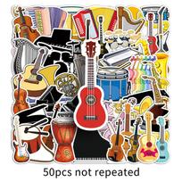 50 Vandeniui atsparių Grafiti Muzikos Lipdukų: Instrumentai, Pianinai, Animacinis piešinys užrašinėms, Riedlentės, Telefonai, Bagažas
