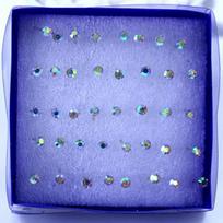 Korean Fashion Rhinestone Earrings Set: 20 Pairs of 3mm Shiny Resin Earrings for Women