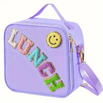 Smiley Face Insulated Lunch Bag - Portable, Thermal Aluminum Film for Fresh-Keeping violetinė
