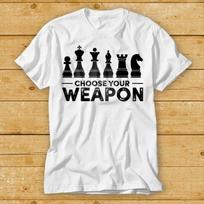 230 Gsm 100% Cotton Choose Your Weapon Chess T Shirt Funny Gamer Game Shirt Brain Master Box Limited Edition Gift Unisex Top Tee 2204 XXS balta
