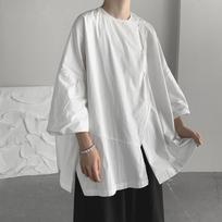 Trendy Men's Summer Hong Kong Style Irregular Splice Short-Sleeve Shirt Large balta