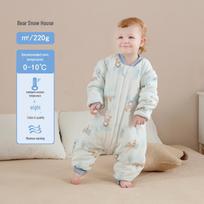 Newborn Bamboo Fiber Detachable Sleeping Bag - Split Leg, Anti-Kick, Winter Style, 220g, for Kids 80 cm