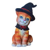 Helovino katės statulėlės dekoracija Mielas namų ornamentas bonneted cat