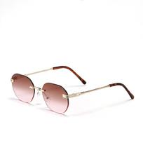 Glasses S3054 Metal Borderless Square Polygon Sunglasses Men'S, Sunglasses Women'S