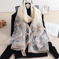 Naujas Žiemos Hijabas Šilko Vilnos Siuvinėjimo Skaros Moterims Kelionės Paplūdimio Prekės ženklas Pončas Skara Šalikas Bandana Foulard Femme Pashmina beige
