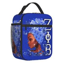 Custom Zeta Phi Beta Woman Lunch Bag Men Women Thermal Cooler Insulated Lunch Box for Adult Office 26x21x11CM smėlis
