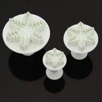 3 vnt./rinkinys Plastikiniai sausainių įrankiai Snaigės tortų dekoravimas Fondantas Stūmokliniai pjaustyklės Forma Formelė Virtuvės kepimo reikmenys as picture white
