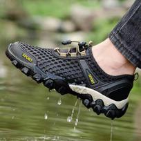 2024 summer new men's shoes mesh sports shoes foreign trade platform outdoor climbing sole casual shoes men's running tide shoes 39 gray