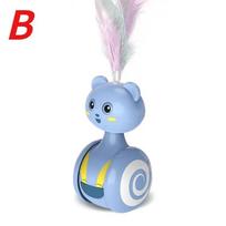 Smart Ball for Cats Toy Self Cat Toy Ball Tumbler Cat Catch Ball Colorful Feather Funny Toys for Cat Accessories Mini Toys B gray