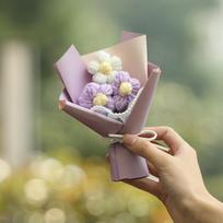 Mother's Day Gift Knitted Bouquet Finished Puff Small Bouquet Simulated Flower Yarn Flower Graduation Season Companion Gift