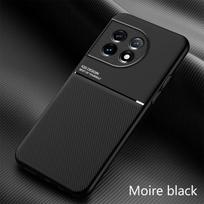 Dėklas OnePlus 11 5G 2023, Magnetinis laikiklis automobiliui, Telefono dėklai OnePlus11 One Plus 11 5G CPH2451 6.7 , Odos tekstūros galinis dangtelis For OnePlus 11 5G juoda