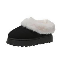 Faux Fur Winter Boots for Women 2024 Non Slip Plush Snow Boots Woman Thick Bottom Warm Cotton Shoes Platform Botas Mujer 36 juoda