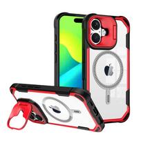 Magnetic Transparent Lens Holder Phone Case for IPhone  16 15 Plus 14 13 12 Pro Max 4-Corner Shockproof Protective Cover IPhone 16