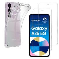 Shockproof Case for Samsung Galaxy A35 5G and 2 Tempered Glass Screen Protectors Phonillico® skaidri