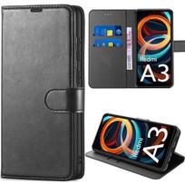 Case for Xiaomi Redmi A3, Black, Leather Effect Case and TPU Interior with Card Holder and Support, Shockproof Protection