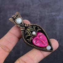 Cameo, Moonstone Handmade Copper Wire Wrap Jewelry Pendant 2.99  C1b84