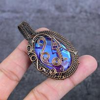 Mystic Topaz Handmade Copper Wire Wrap Jewelry Pendant 2.44  Y5S81