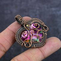 Mystic Topaz Handmade Copper Wire Wrap Jewelry Pendant 1.89  b2y93
