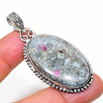 Ruby in Fuchsite Ethnic Handmade 925 Sterling Silver Jewelry Pendant 2.21  N6T76
