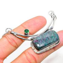 Ruby in Fuchsite, Diopside Ethnic 925 Sterling Silver Jewelry Pendant 2.36  n8t31