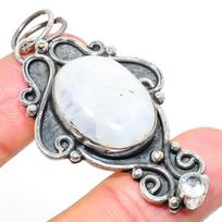 Rainbow Moonstone, Topaz 925 Sterling Silver Jewelry Pendant 2.40  U1D13