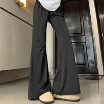Black Micro-flare Pants for Women In Summer Thin High Waist Casual Bell-bottom Pants for Small Sun Protection Ice Silk Wide-leg Sweatpants S
