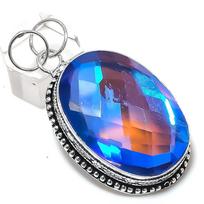 Mystic Topaz Handmade 925 Sterling Silver Jewelry Pendant 2.25  L3f13