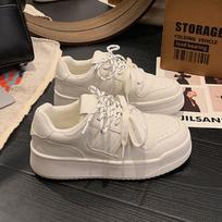 Double pair of shoelaces, fashionable thick-soled German training shoes 2025 matte new spring little white shoes, women's retro casual sports shoes 35 balta