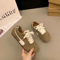 Retro American German training shoes women's ins tide 2025 spring new flat-bottomed color matching Forrest Gump shoes casual sports shoes women 35 chaki
