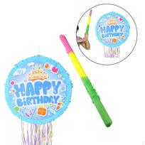 Pull String Pinata with Stick Refillable Empty Creative Holder Party Game Prop Toy for Girls white