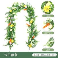 Easter Egg Rattan Spring Simulation Green Plant Door Pendant Easter Ornament Artificial Rattan