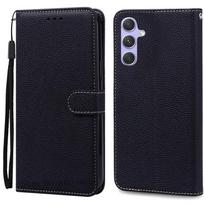 A34 5G dėklas Samsung Galaxy A34 dėklas Silikoninis dangtelis Samsung Galaxy A34 A 34 SM-A346B Telefonų dėklai Odinis piniginės dangtelis for Samsung A34 5G juoda