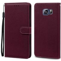 S6 Edge Case For Samsung Galaxy S6 Edge Case G925 Leather Flip Wallet Case For Samsung S6 S 6 edge Case G920 Wallet Cover Fundas For Samsung S6 Edge vyno raudonos spalvos