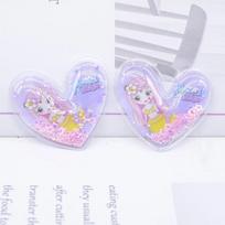 12Pcs 50*45mm Printed Colorful Heart Sequins Appliques for DIY Girl Headwear Clips Bow Pendant Decor Accessories Clothes Patches rožinė