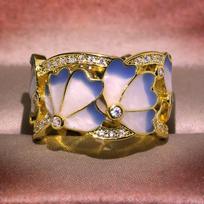 Hot Selling Thai Blue Enamel Colorful Floral Ring Butterfly Glue Ring Plum Blossom No. 6