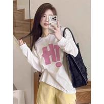 Hong Kong Style Chic Cotton Long-Sleeve T-Shirt - Women's Versatile Autumn Top L