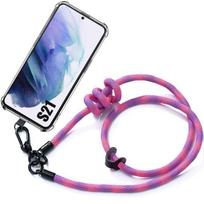 Case - BOOLING - for Samsung Galaxy S21 - Transparent - Shockproof - Removable Pink Lanyard rožinė