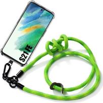 Crossbody Case for Samsung Galaxy S21 FE Soft Protection with Sturdy Lanyard Green žalia